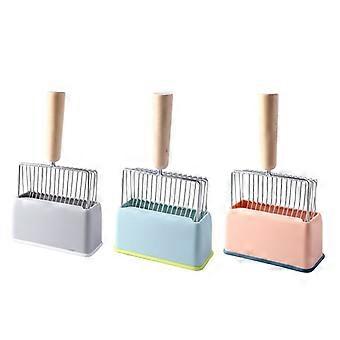 Grey Heavy Duty Metal Cat Litter Scoop with Holder, Large Capacity Removable Tray for Multi-Cat Households