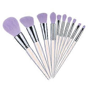 Acrylic Makeup Brush Set for Eye and Face Use with 10Pcs Purple Brushes
