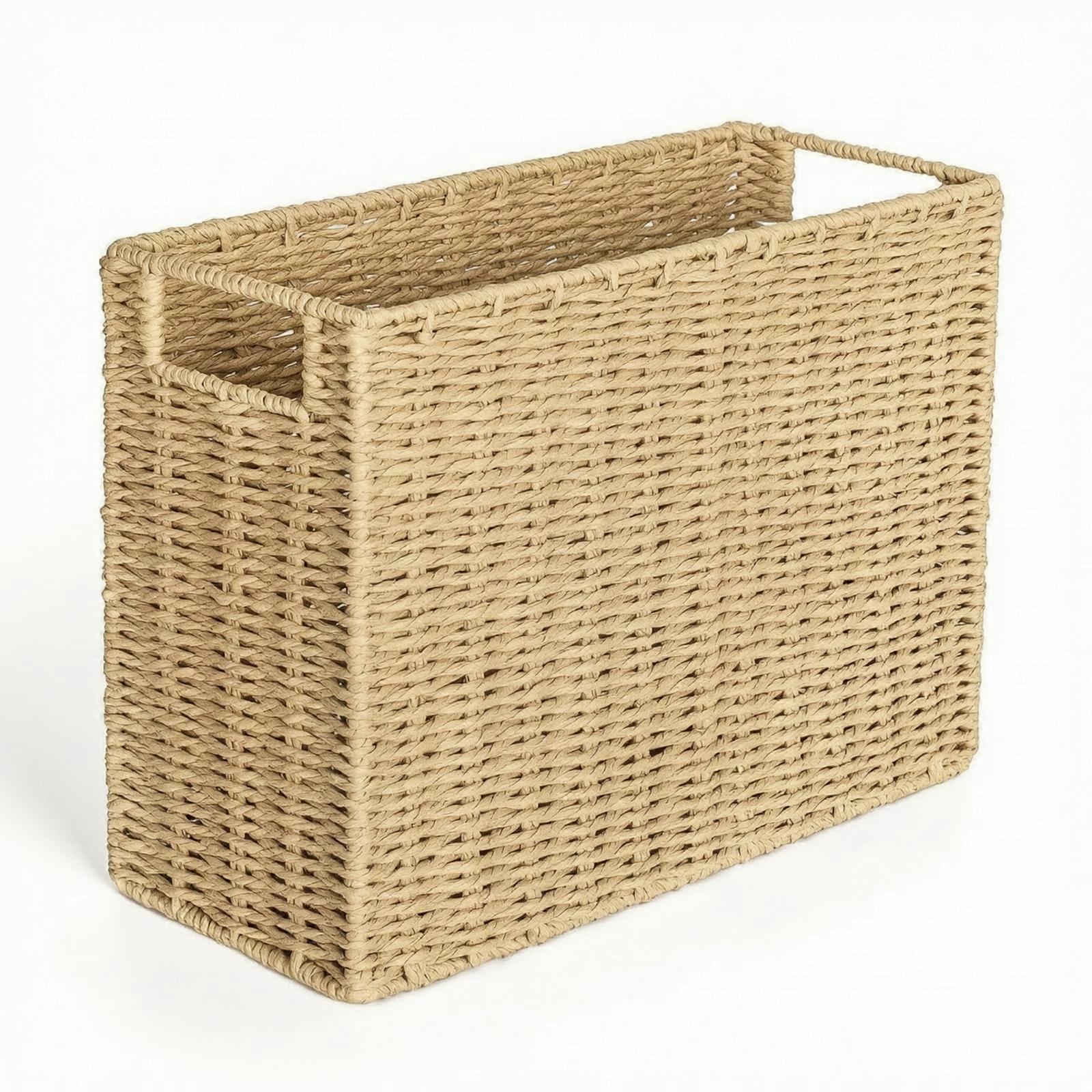 Rectangular Storage Basket Sturdy Grass Basket with Handles