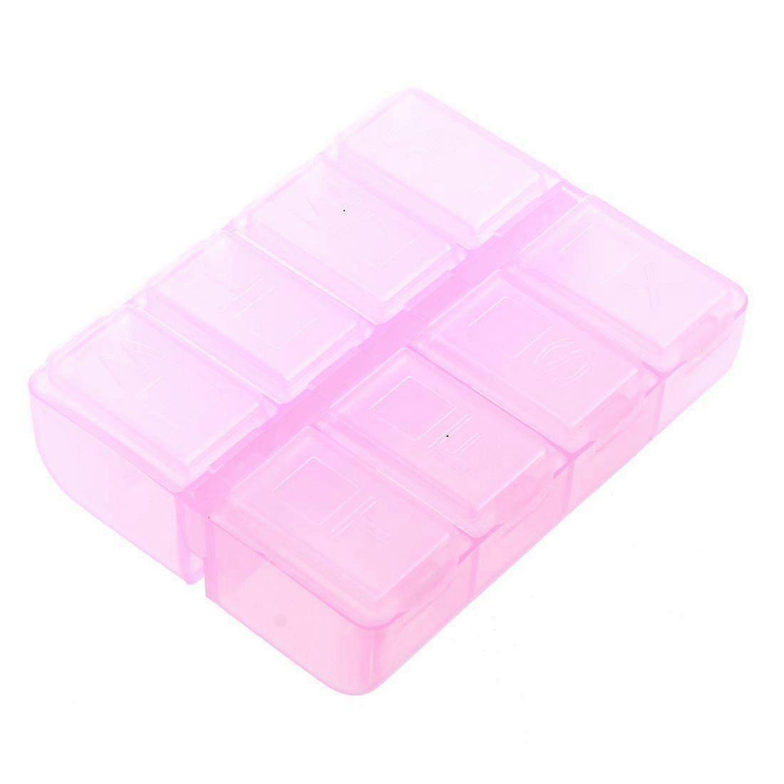 7 Days 8 Compartments Plastic Rectangle Medicine Pill Box Pink