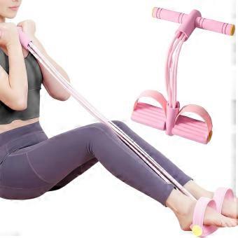 Multifunctionele buikspiertrainer - weerstandsband, elastische kabel, roze