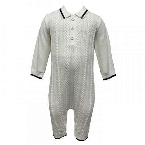 Pretty Green Baby Cable Knit Collared Romper