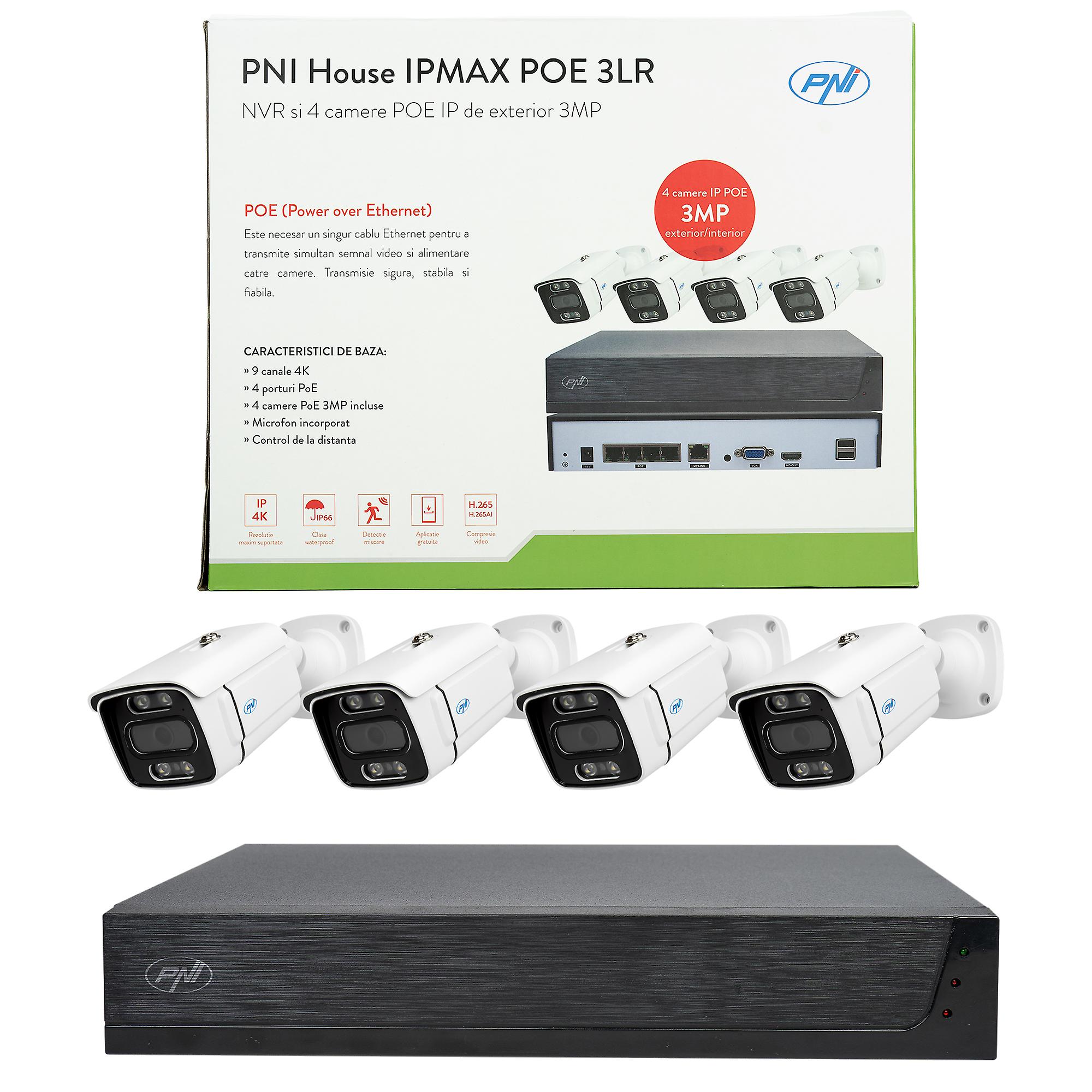 PNI House IPMAX POE 3LR Video Surveillance Kit Package NVR Met 4 POE