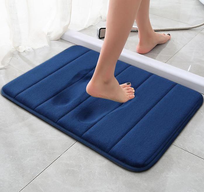 (blå)hukommelse Skum Bløde bademåtter Skridsikker absorberende badeværelsestæpper Gummi rygløbermåtte til køkken badeværelse gulve
