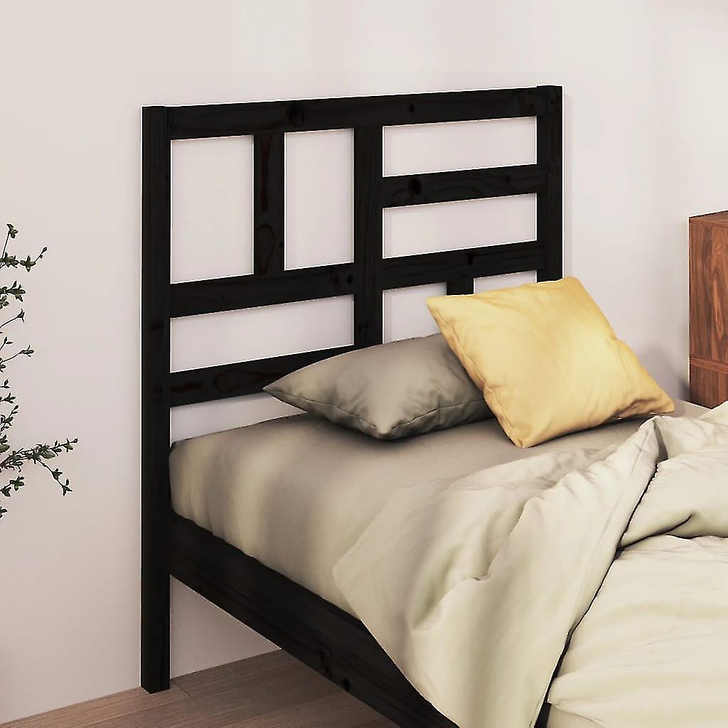 Black bed headboard 96x4x104 cm solid pine wood