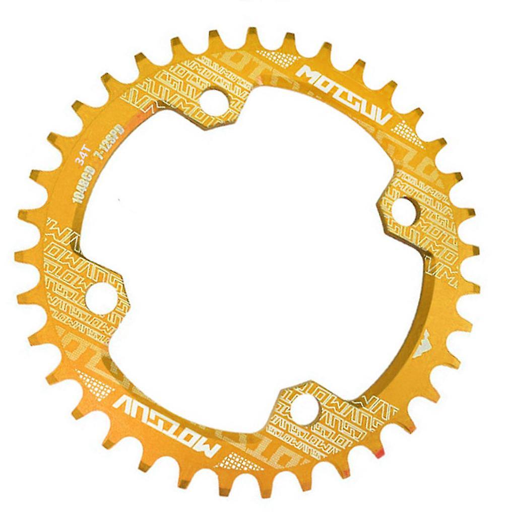 104BCD στρογγυλό στενό ευρύ 30-38T Chainring MTB ρόδα αλυσίδας ποδηλάτων χρυσό 34T