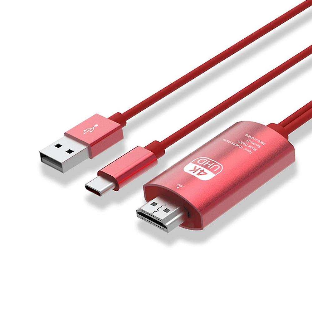 Type C To -compatible Cable Adapter 60hz Cable Adapter Usb Adapter Cable Laptop Projector Hd Conversion Cable Red