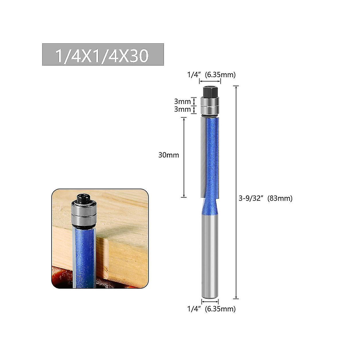 4pcs 6.35mm High- Milling Cutter Flush With Router Bit Set For Woodworking