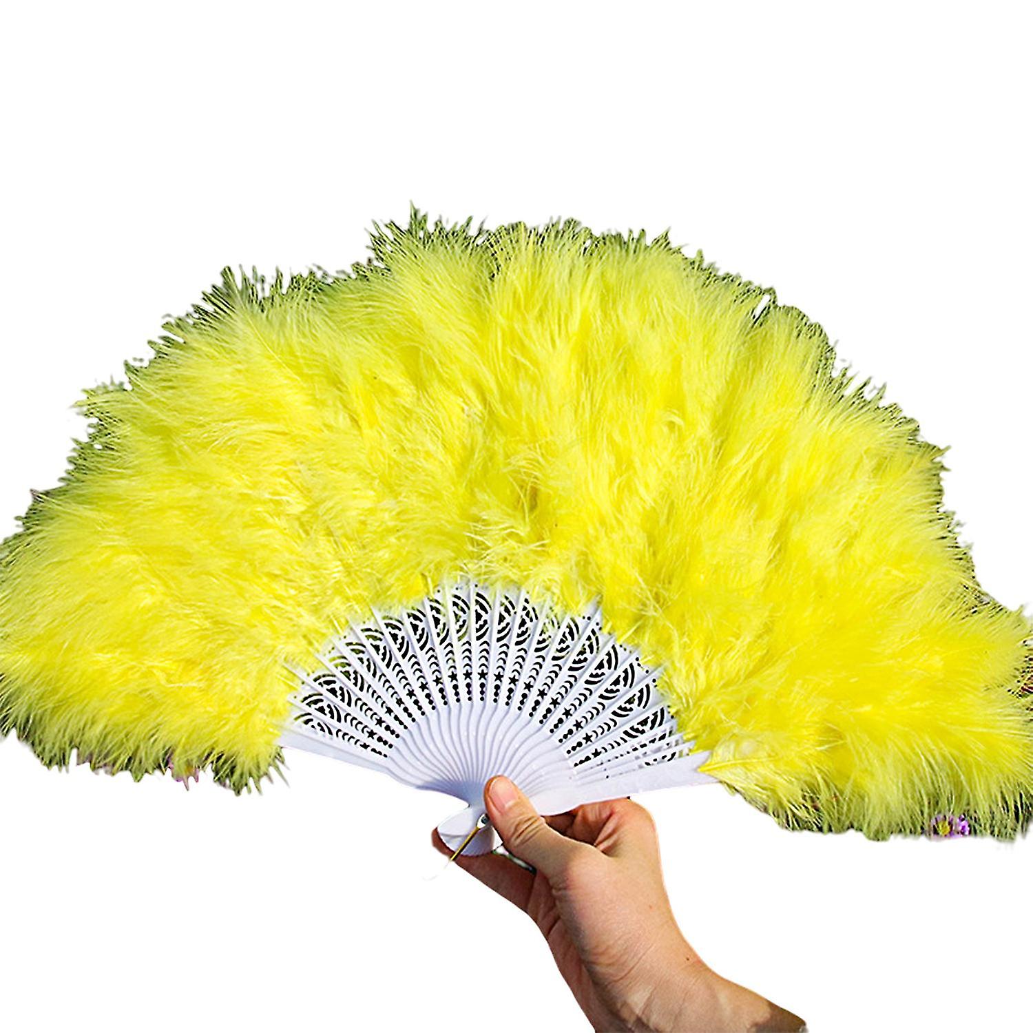 Thickened Fluffy Fan Framework Dance Fan with Metal Ring Lady 25 All-down Faux Feather Dance Fan Che