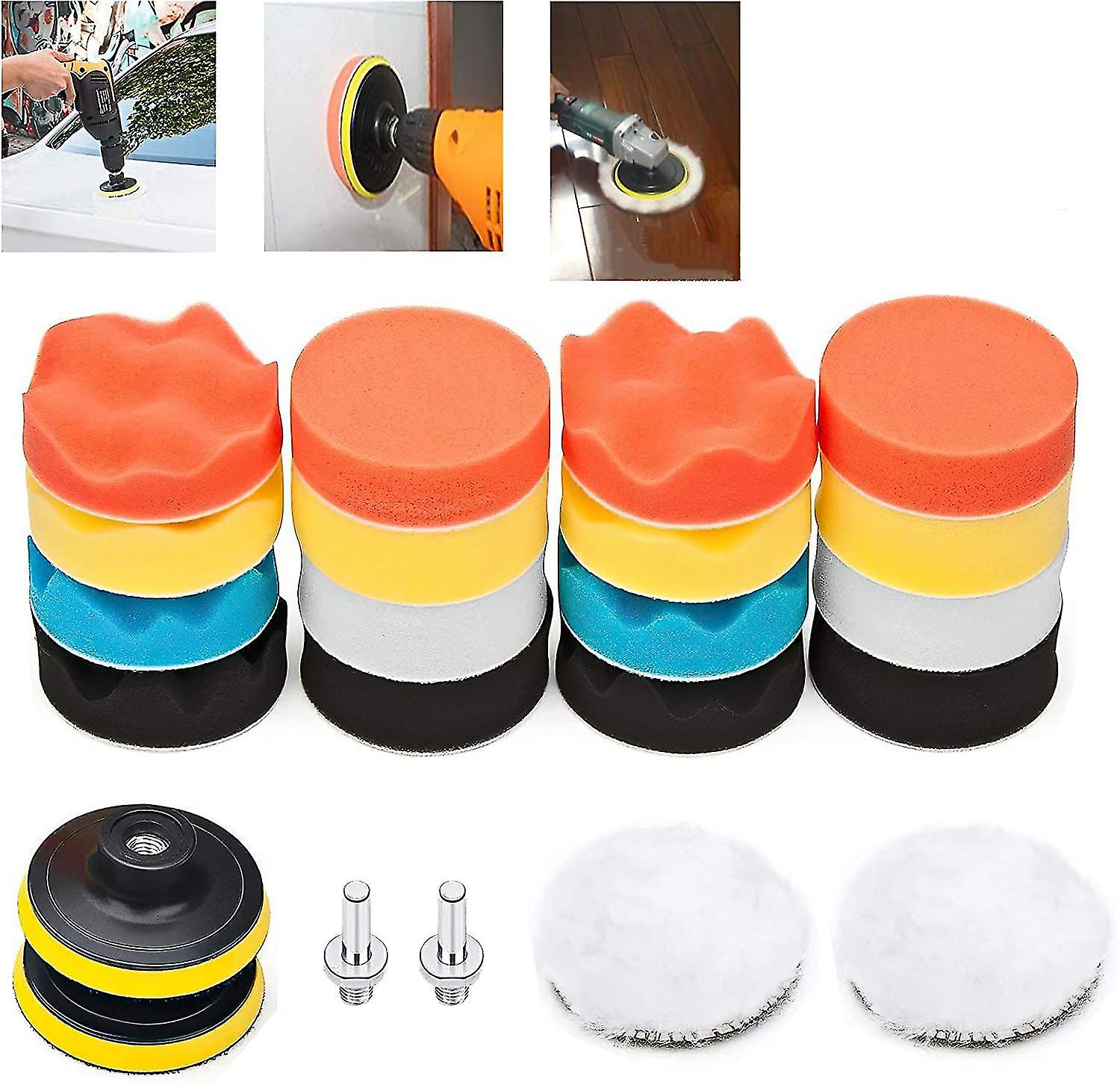 Car Polishing Sponge, Polishing Sponge Kit With M10 Drill Bit Adapter, 22pcs Set Polishing Pads Wool Waxing Pads,polishing Pad (22pcs)