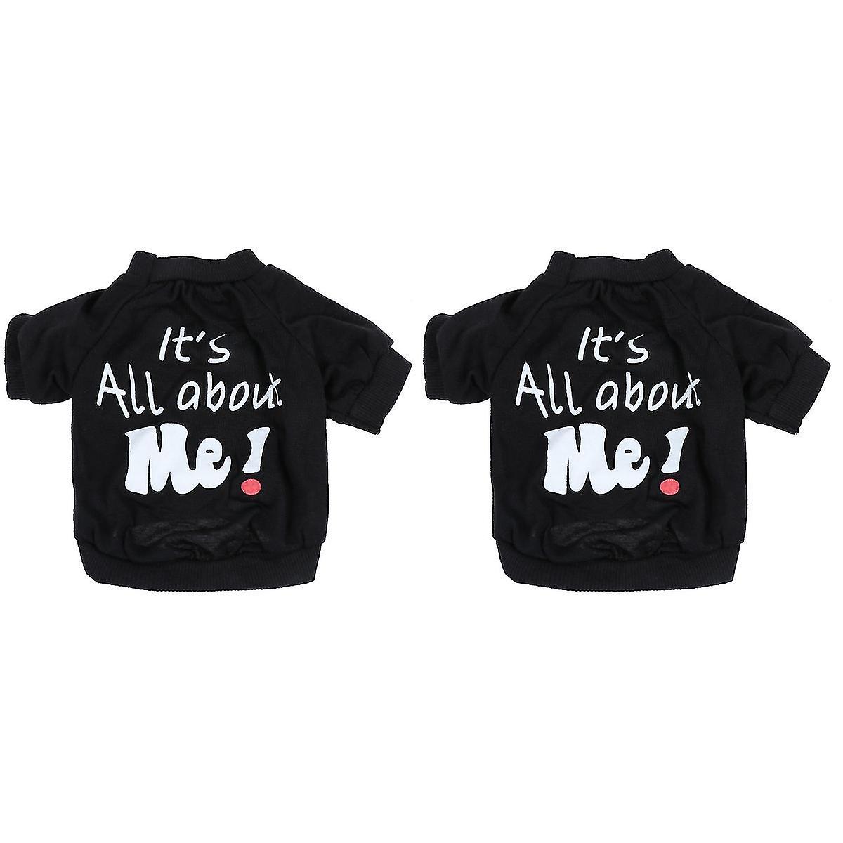 2 Pcs Dog Black T Shirt Cotton Breathable Shirt Spring And Summer Short-sleeved Pet Clothes - Size M