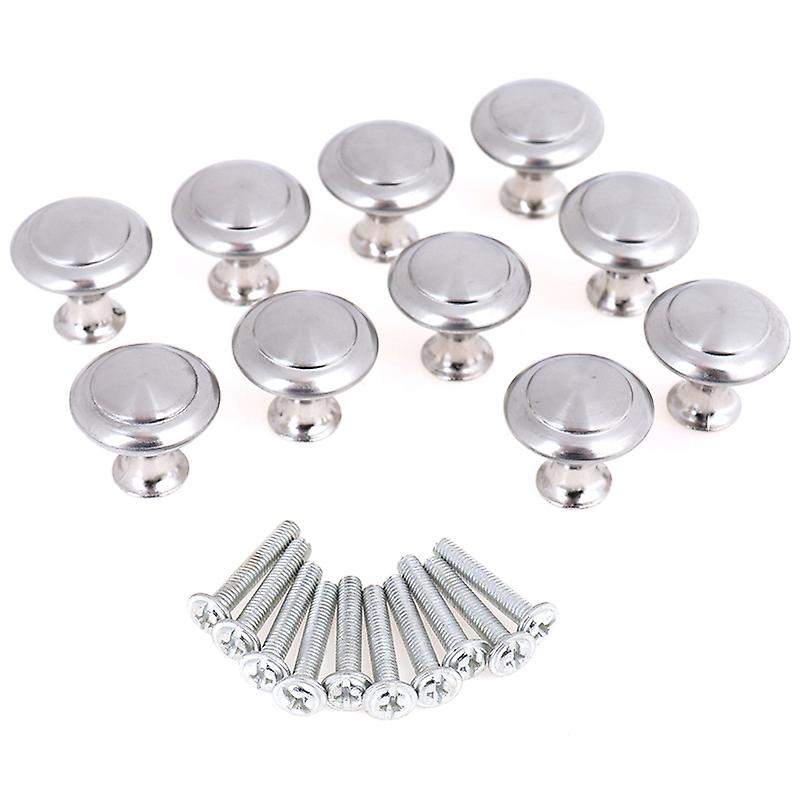 10pcs Round Cabinet Stainless Steel Drawer Knobs Cupboard Pull Handles