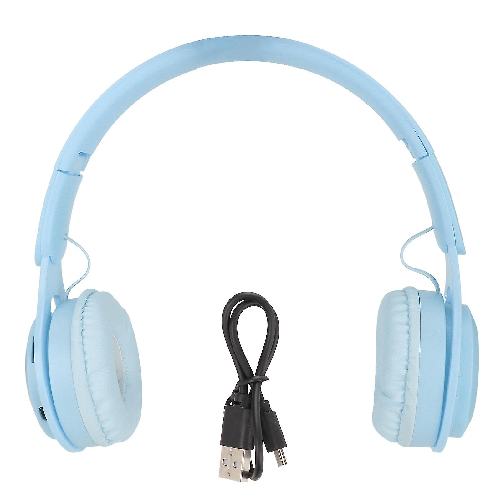 Y08 Kids Bluetooth Headphones Macaron Style Stylish Stereo Sound Foldable Headset with Card Slot Support Blue