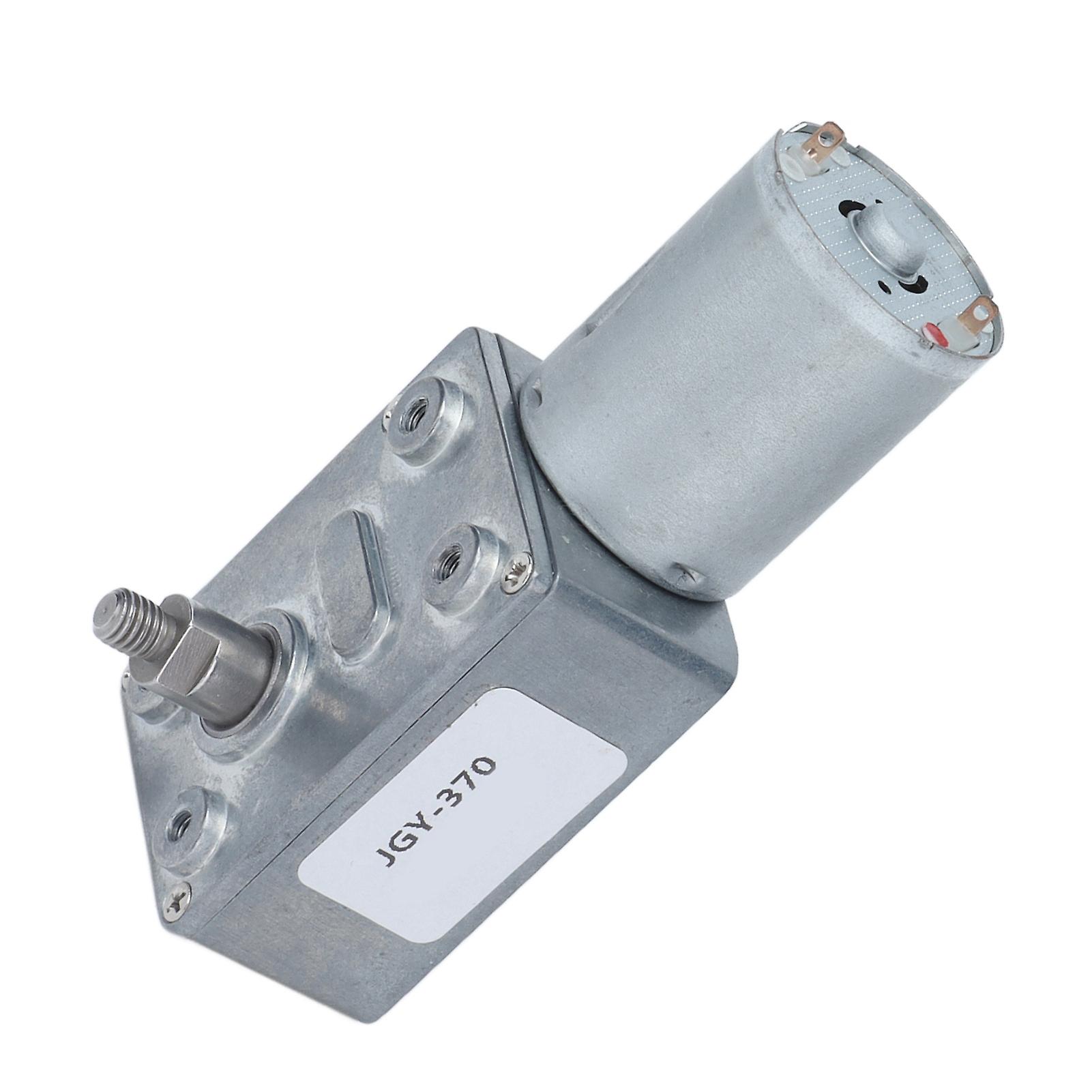 Risegun Gear Motor DC12V Worm Gear Motor with 8mm Shaft, Reversible Self Locking Speed Reduction Motor, Metal Gear, High Torsion, 370RPM