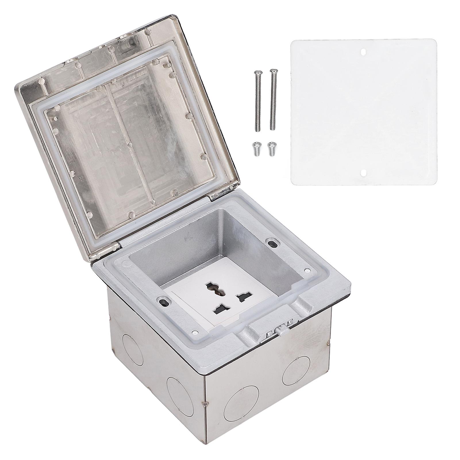 Floor Power Socket Zinc Alloy PC Open Type Waterproof Concealed Power Socket Silver AC250V