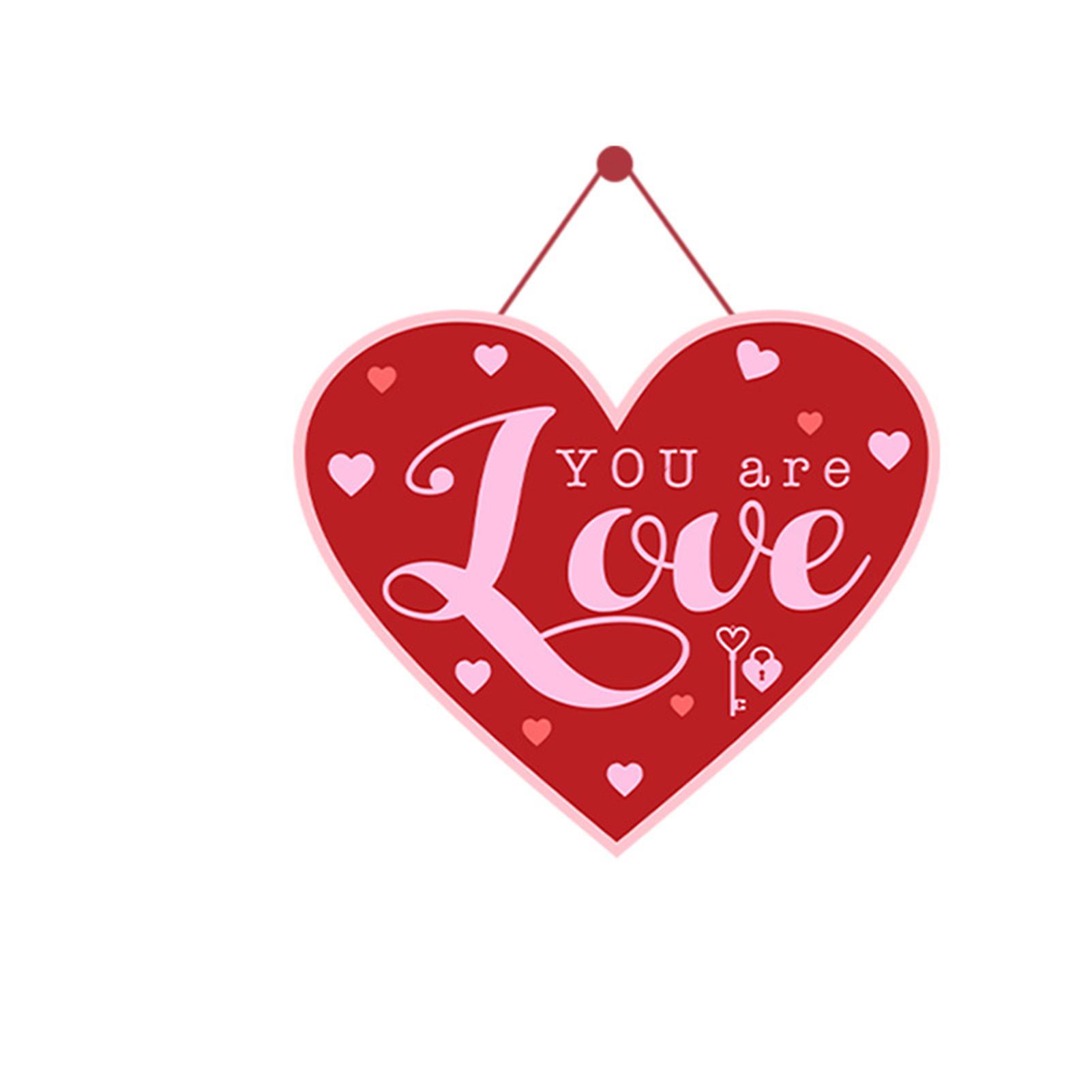 Love Heart Shape Door Sign for Valentine's Day Home Wall Decorative Craft for Bedroom Home Room