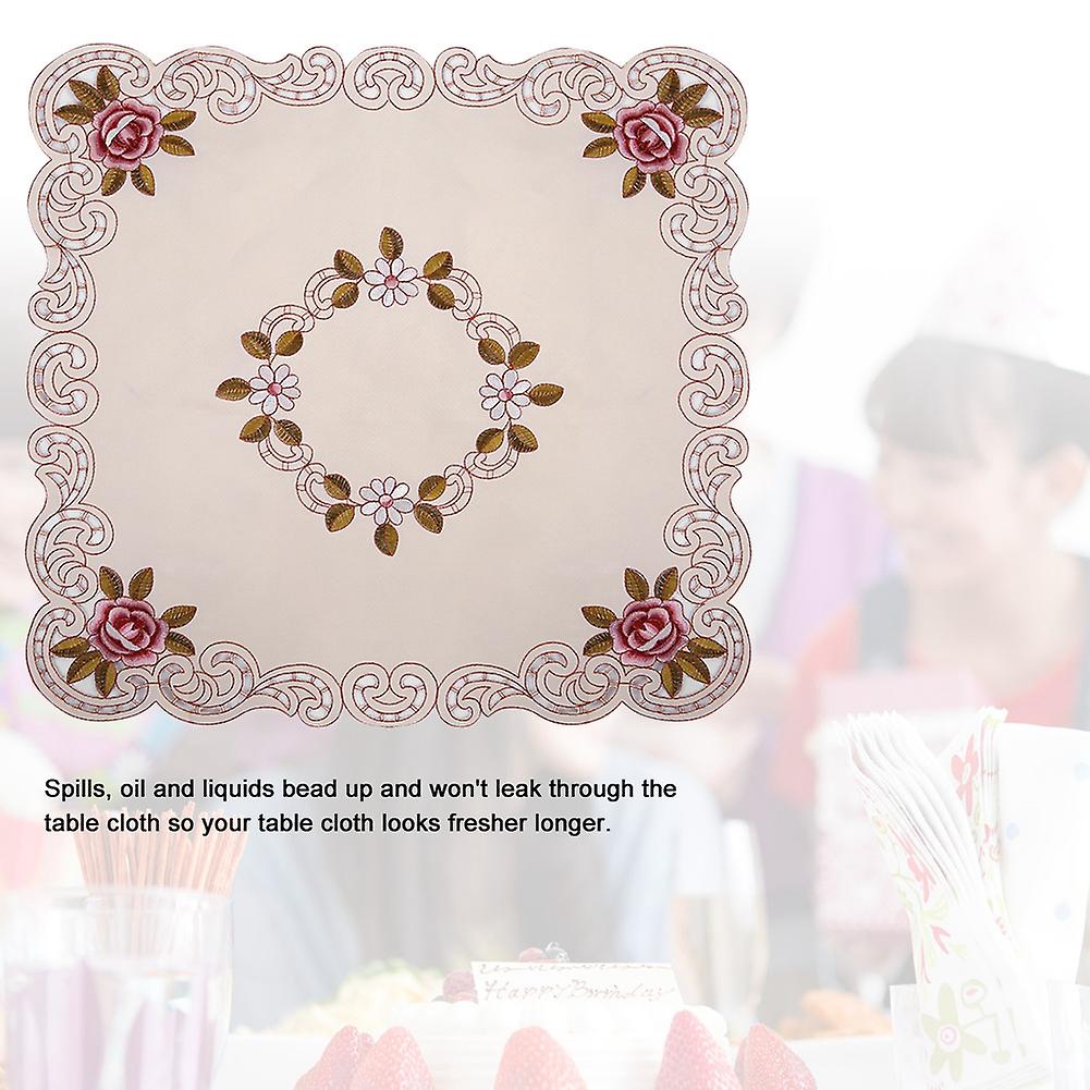 Red Floral Flower Embroidered Table Runner Tablecloth Cutwork Table Party Decor #1