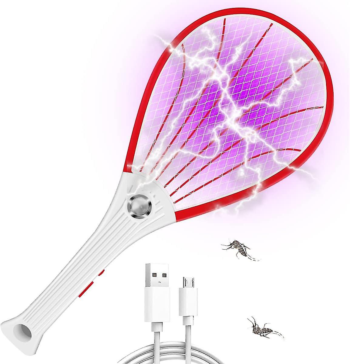 Electric Fly Swatter Fly Zapper Racket Usb Rechargeable Fly Zapper Fly Killer Fly Catcher Fly Trap 3500v Electric Mosquito And Wasp Killer Racket Bug