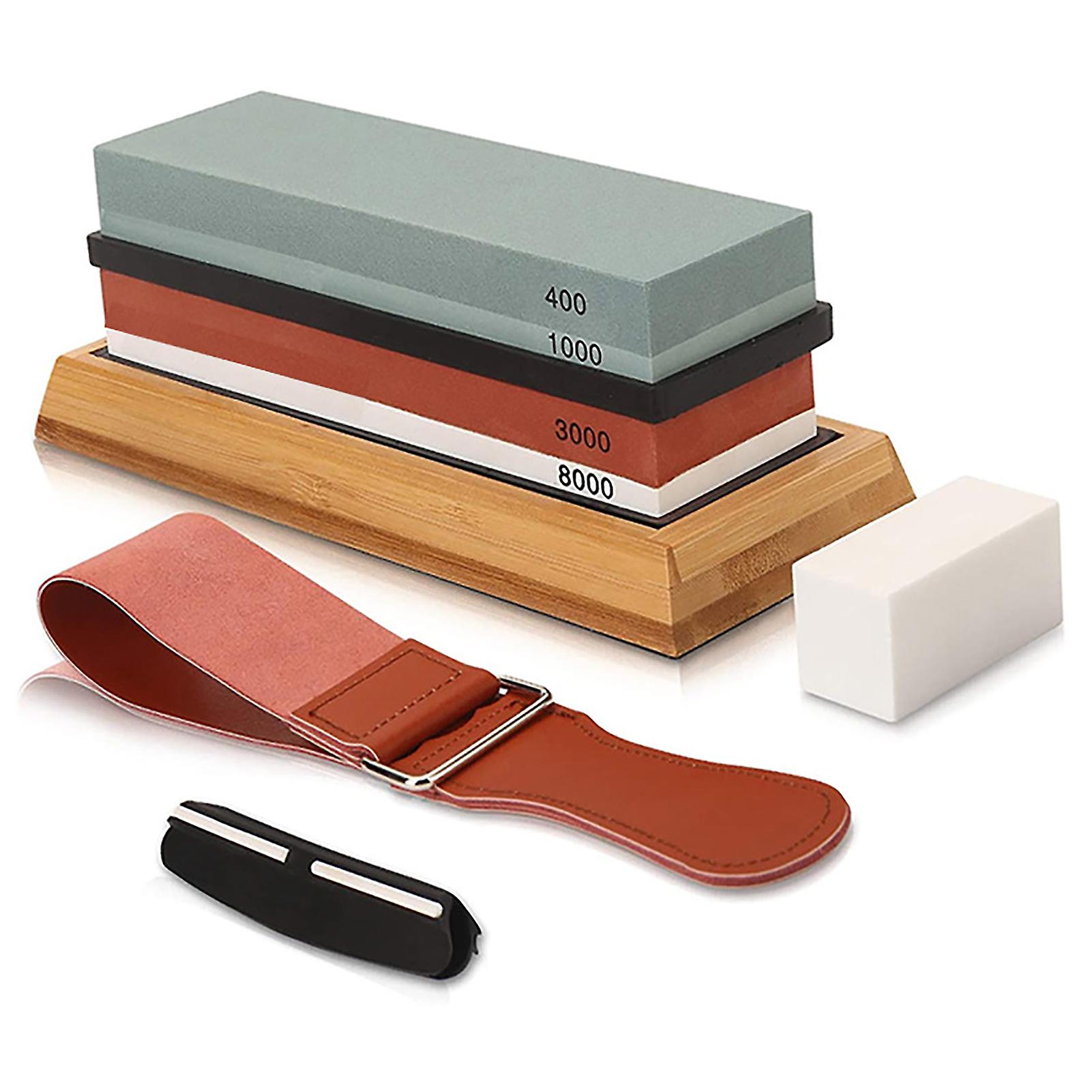 Home Knife Sharpener Set Kitchen Double Whetstone Knife Clip Base Swing Cloth Sharpener Kit