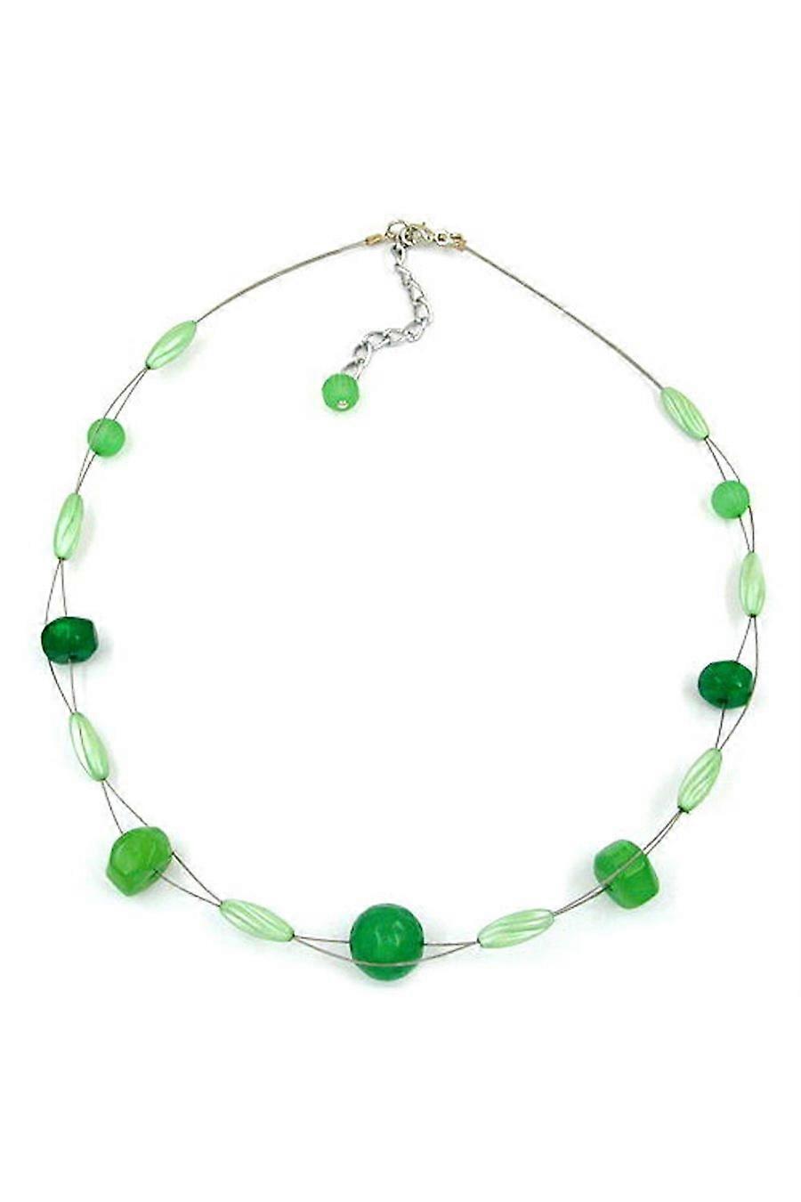 Necklace Green Beads Round And Oval - Gl01958