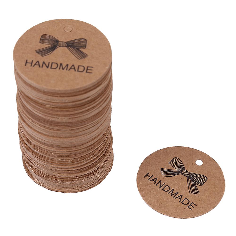 100pcs Handmade Brown Hang Tags for Wedding Favors Desserts Jewelry Price Tags #5