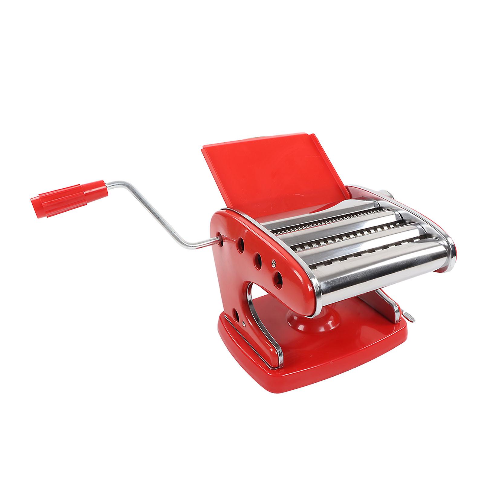 Noodles Maker Multifunction Hand Crank Pasta Machine for Lasagna Fettuccine Dumpling Wrapper Red Suction Cup Type 3 Blade