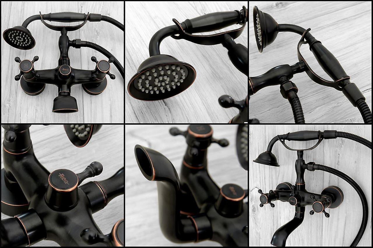 Vintage Bath Tap Mixer Bathroom Faucet Retro Old Black with Shower Head ...