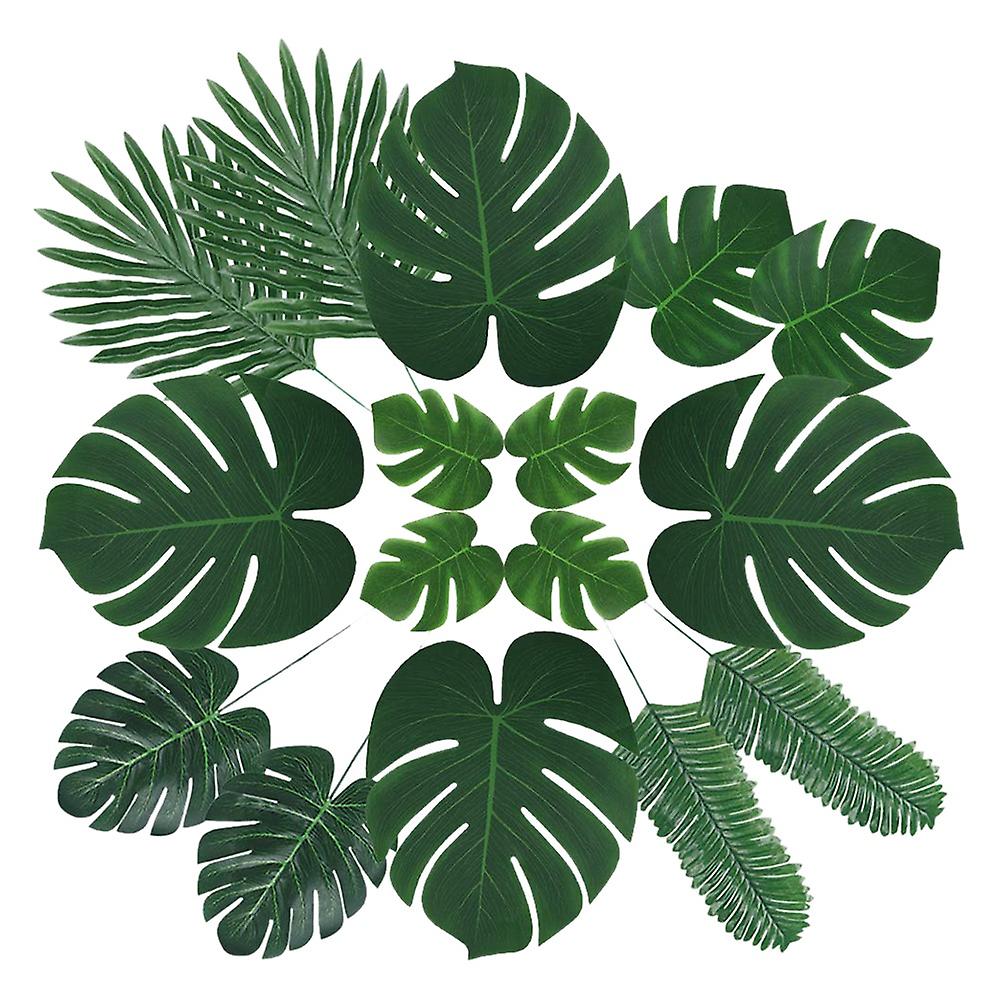 60 Pcs 6 Kinds Artificial Palm Leaves with Faux Monstera Leaves Stems Tropical Plant for Hawaiian L