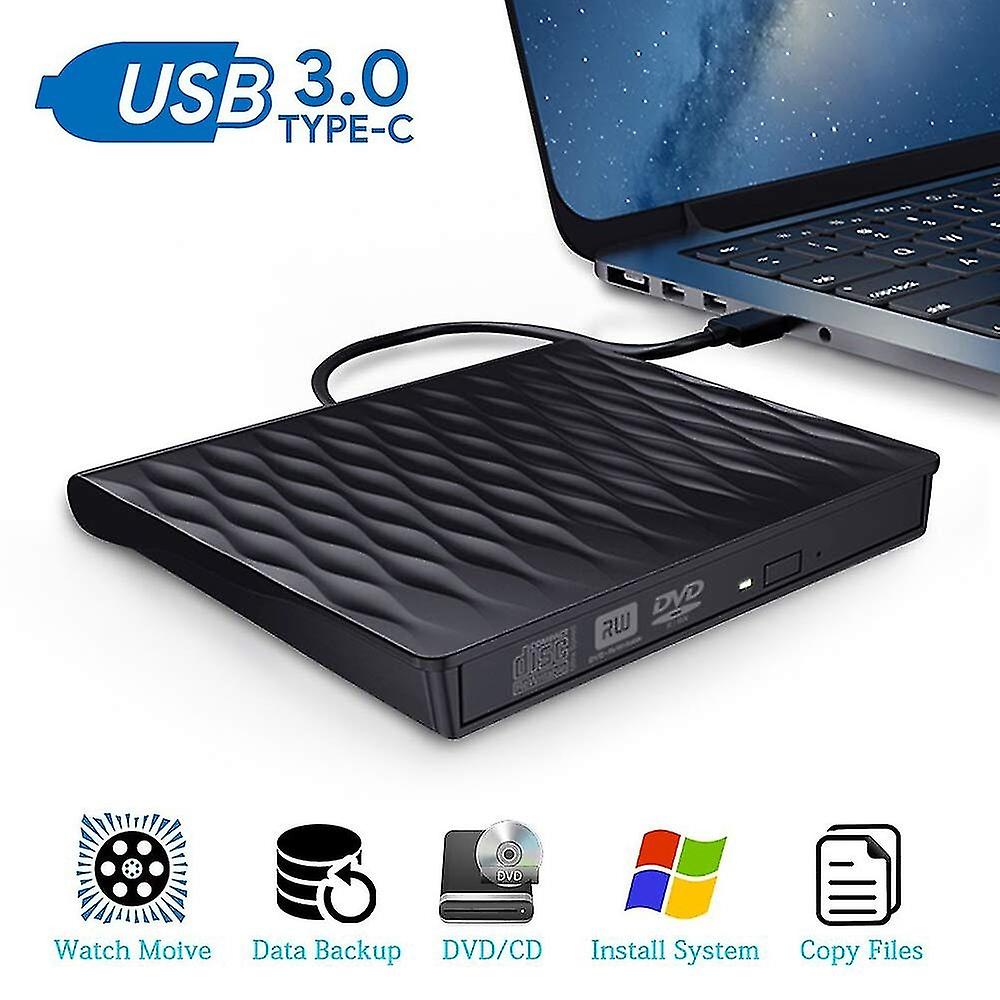 Lecteur Cd DVD external, Graveur Cd/dvd-rw Lecteur Optique USB 3.0 and Type-c, Ordinateur De Bureau