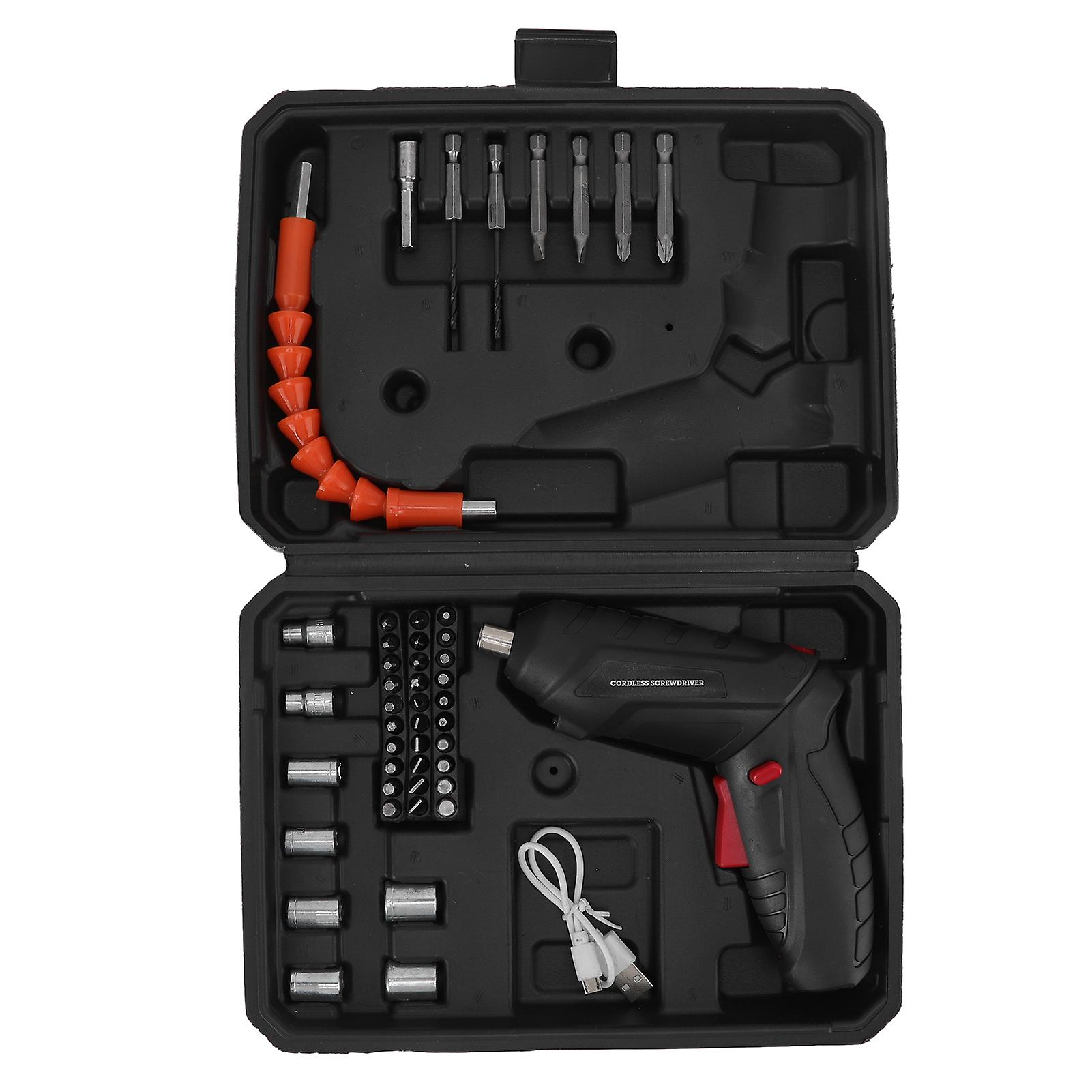 Electric Screw Driver Set Black Mini Cordless Rechargeable USB Small Power Battery Multifunction Screwdriver