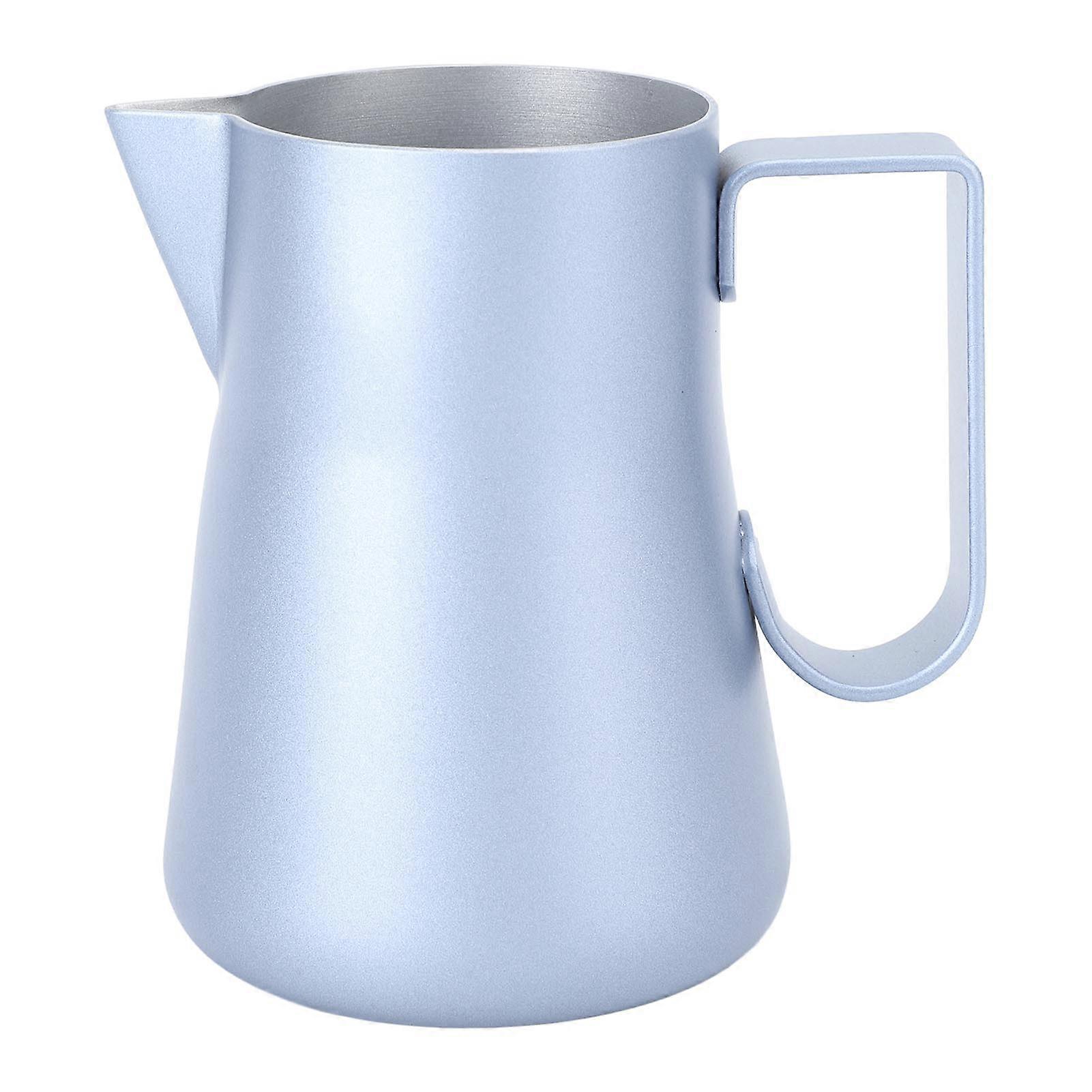 Milk Frothing Pitcher Stainless Steel Frother Jug Mixing Cup Pot for Coffee Drinks 350ml Blue