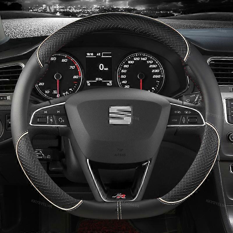 Κάλυμμα τιμονιού αυτοκινήτου Microfiber Leather 38cm αντιολισθητικό για κάθισμα Tarraco Arona Ateca Ibiza Toledo Mii Leon Arosa Exeo ST FR