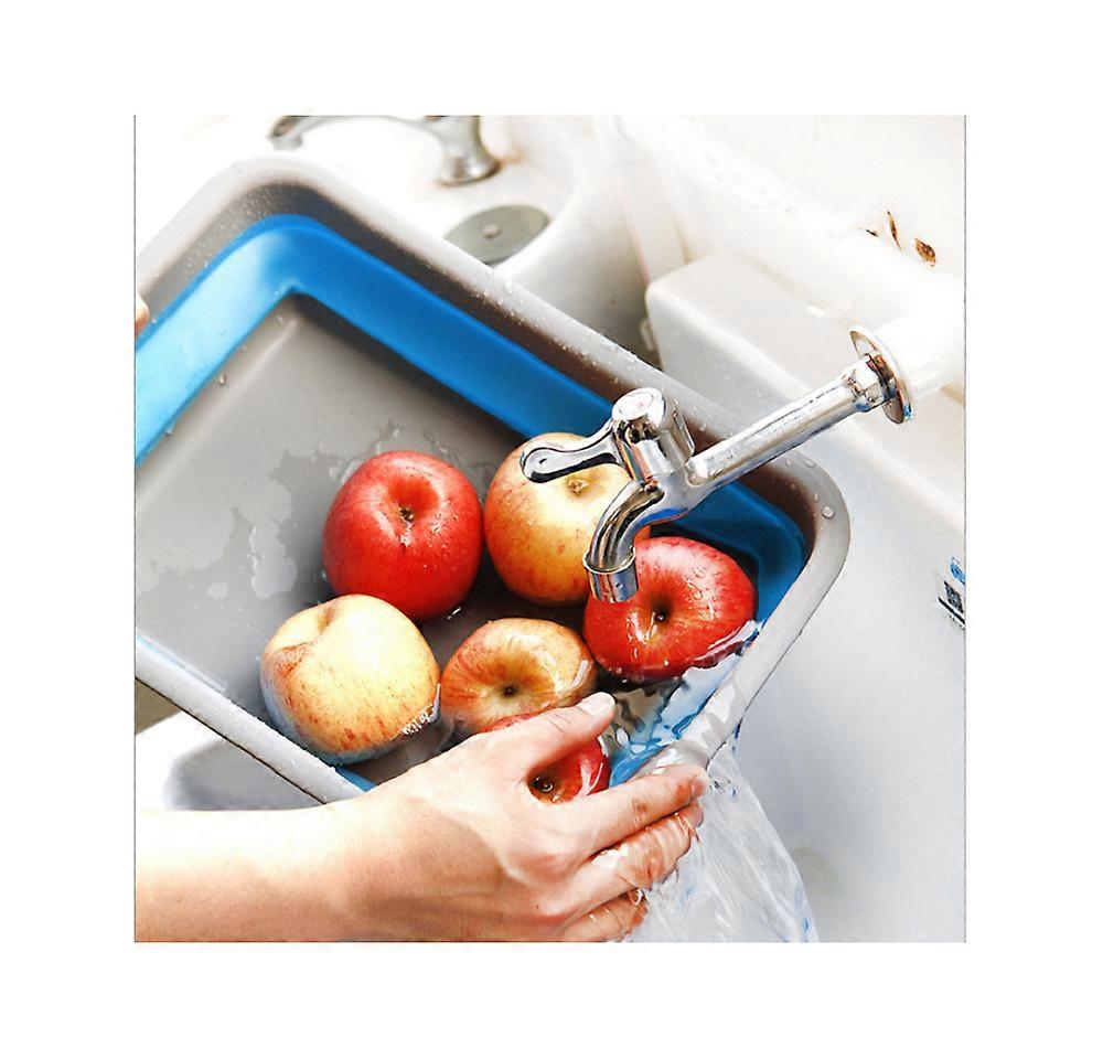 Foldable washbasin multifunctional portable washbasin large square basin home plastic tableware kitchen rectangular blue asphalt basin