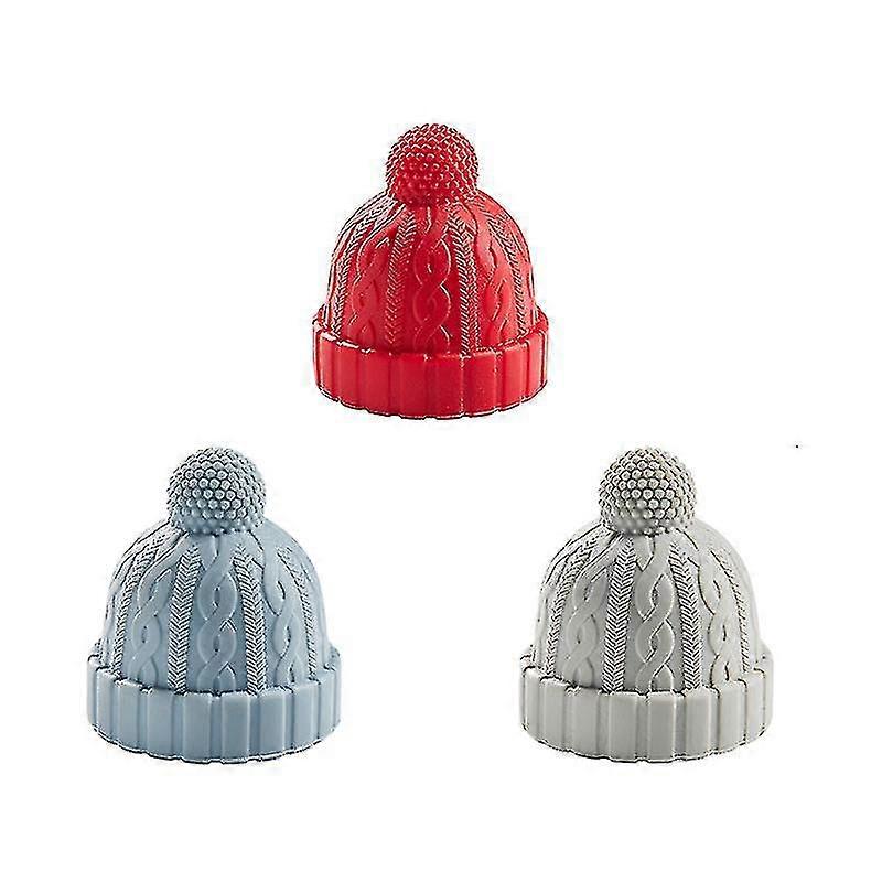 3pcs Silicone Bottle Stopper Beanie Cap Decorative Plug Cork Replacement For Wine Beverage_Dec