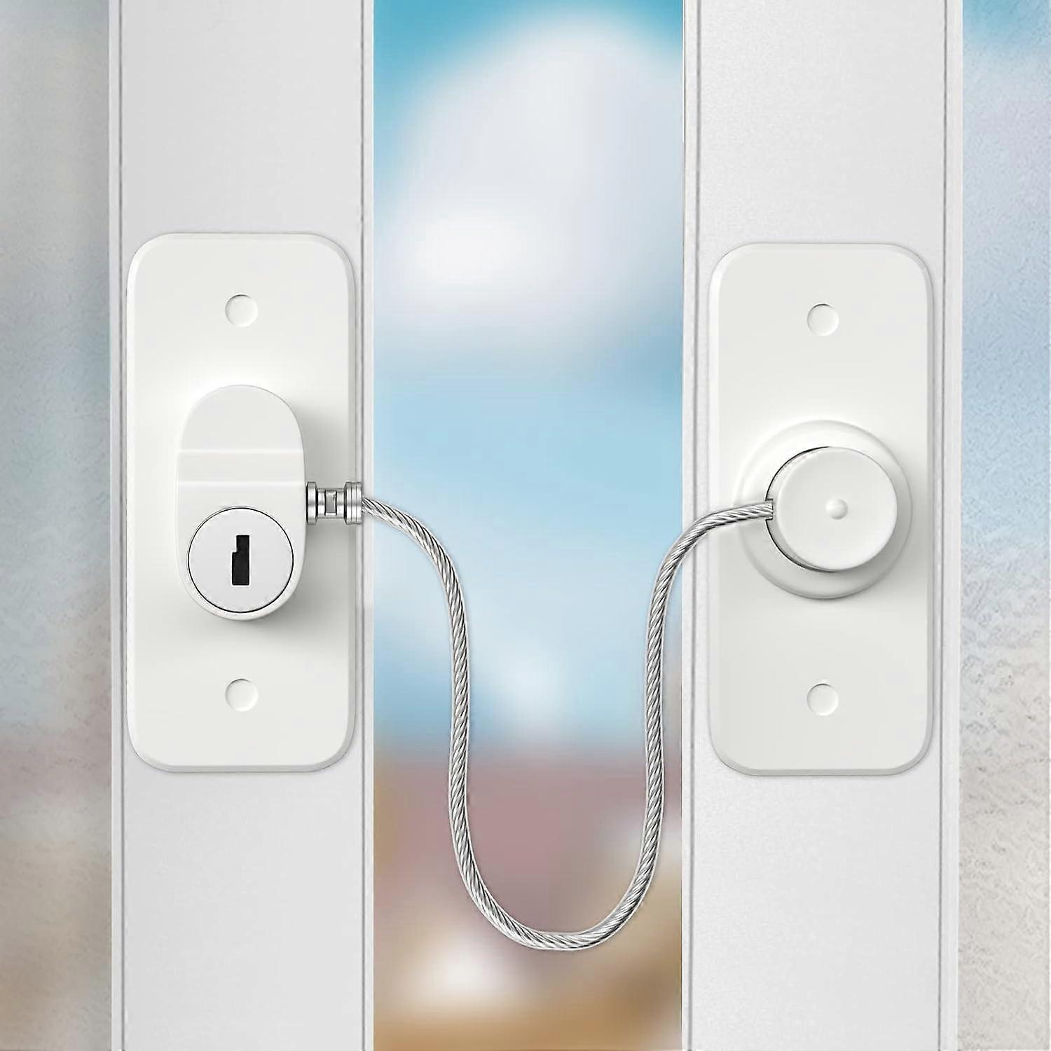 Window Safety Lock  2 Packs Versatile Window Restrictor Self Adhesive for UPVC No Drilling Window Locks, Refrigerator Lock with Key Child Pet Child Sa