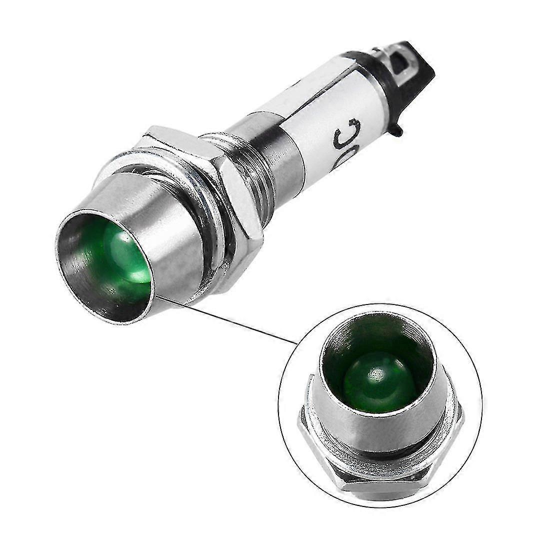 Indicator Light Dc 24v, Green, Metal Shell Panel Mount 5/16" 8mm 8pcs