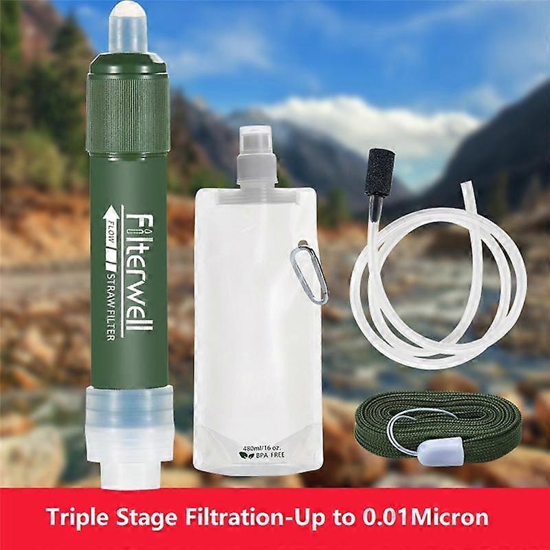 Mini Camping Purification Water Filter Straw Mini Filter Filtration System for Emergency Blue