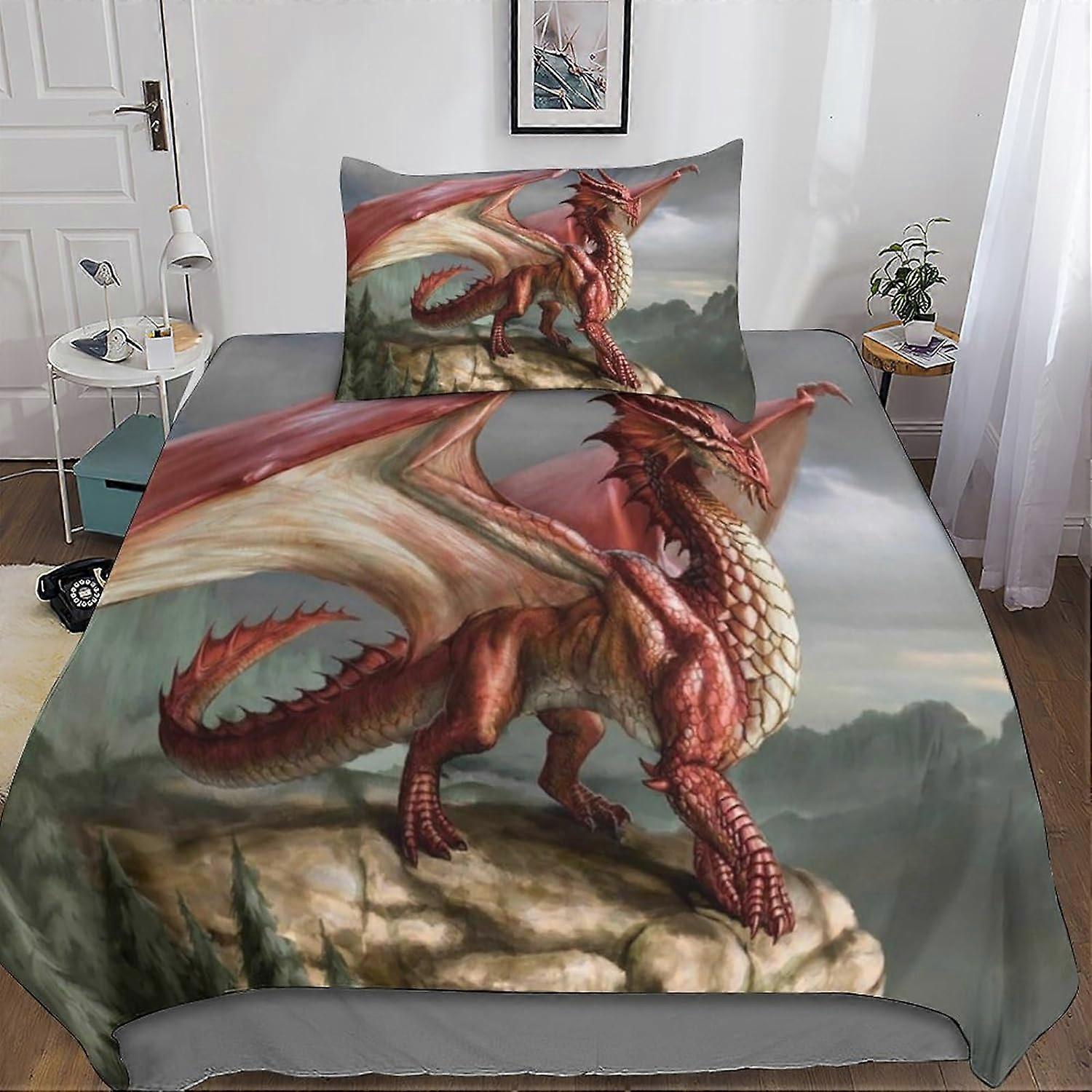 Komplet pościeli Poszwa na kołdrę Dragon D Pattern Poszwa na kołdrę, Dragon Print King Pieces, Pościel z mikrofibry Super miękka i responsywna poszwa na kołdrę 135*200 CM