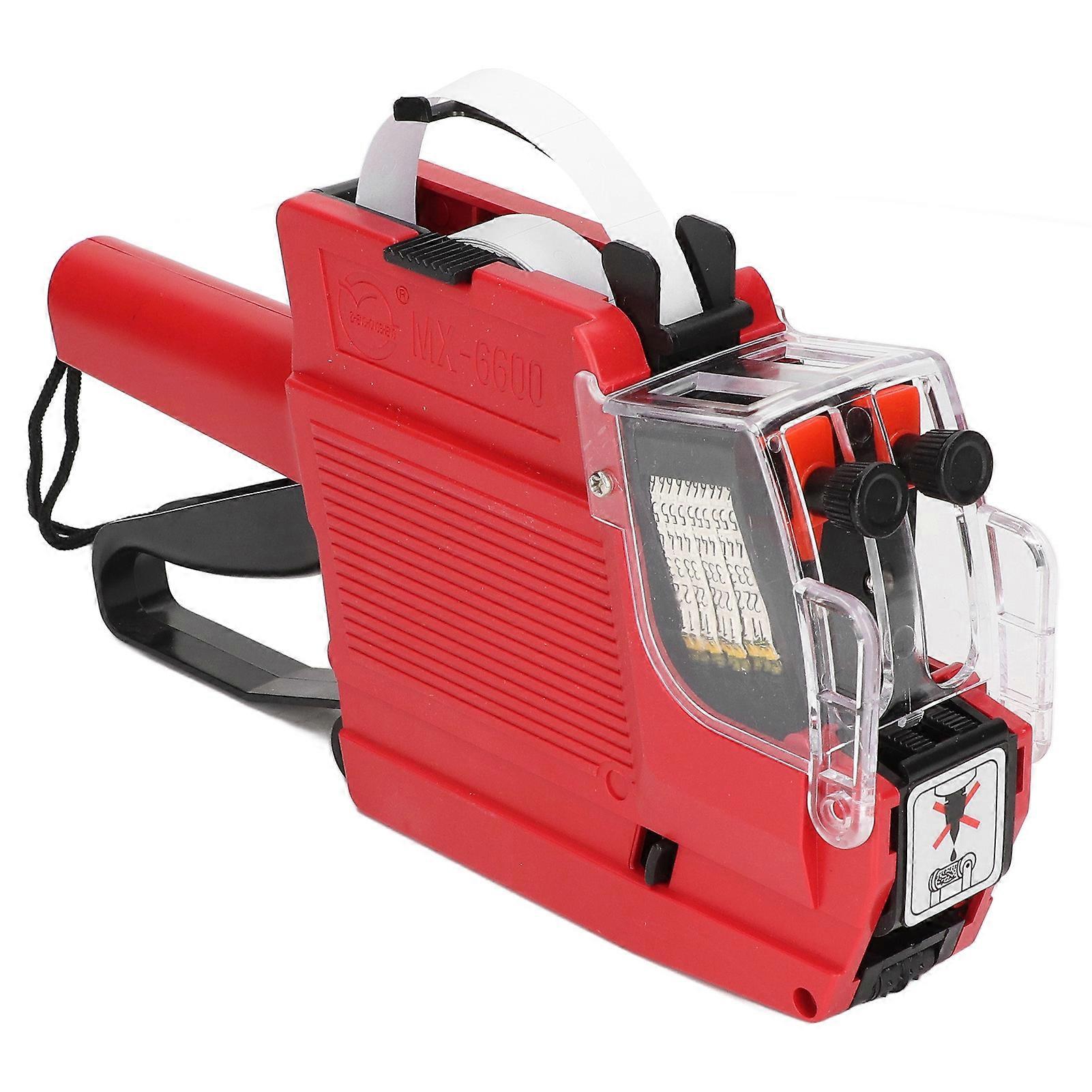 Price Tag Gun 10 Digits 2 Lines Labeller Marker Attacher Tool for Office Retail Store Red
