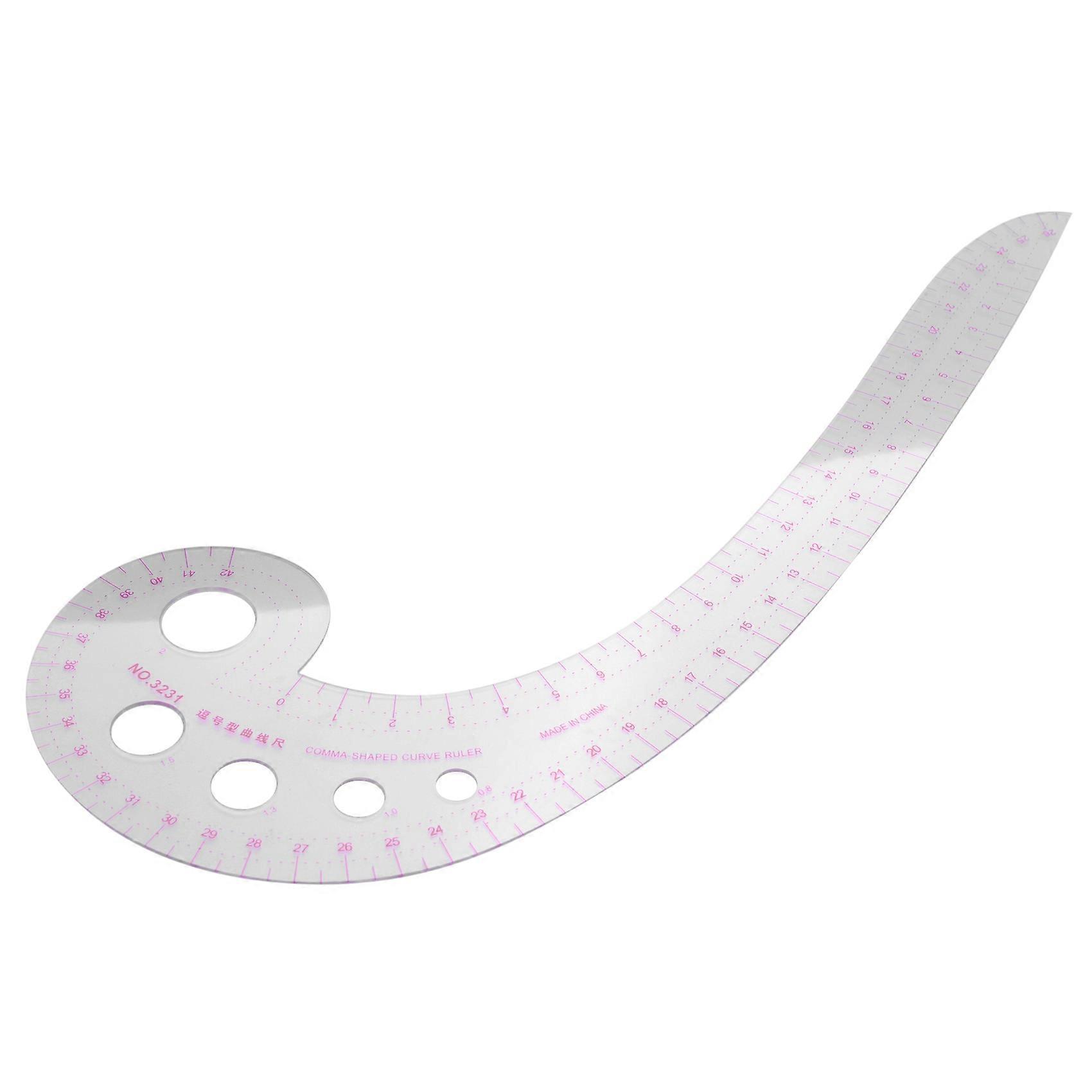 SODIAL(R) 11.8" Long Comma Shaped Plastic Transparent French Ruler Spline