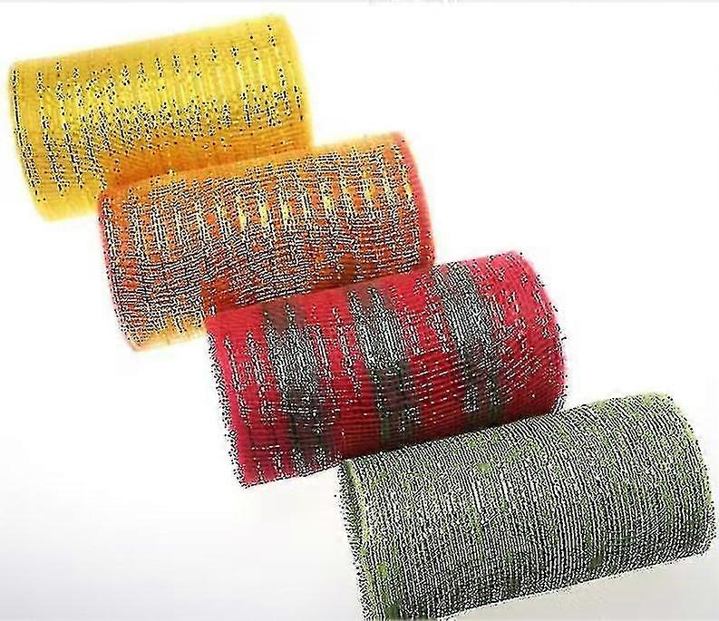 Wabjtam 4 Roll Decorative Mesh Eco-friendly High Toughness Net Yarn Christmas Poly Mesh Ribbon Metallic Strips Decor For Home