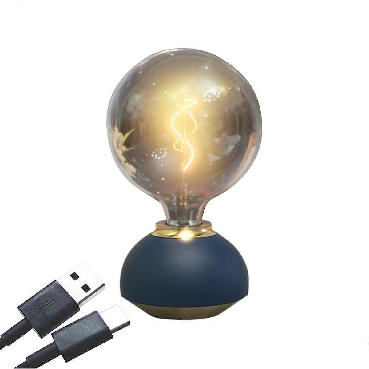 Glass LED Table Lamp Touch Dimmable Table Lamp Bulb Shaped Table Lamp for Indoor Decor Bedroom Table Lamp Blue