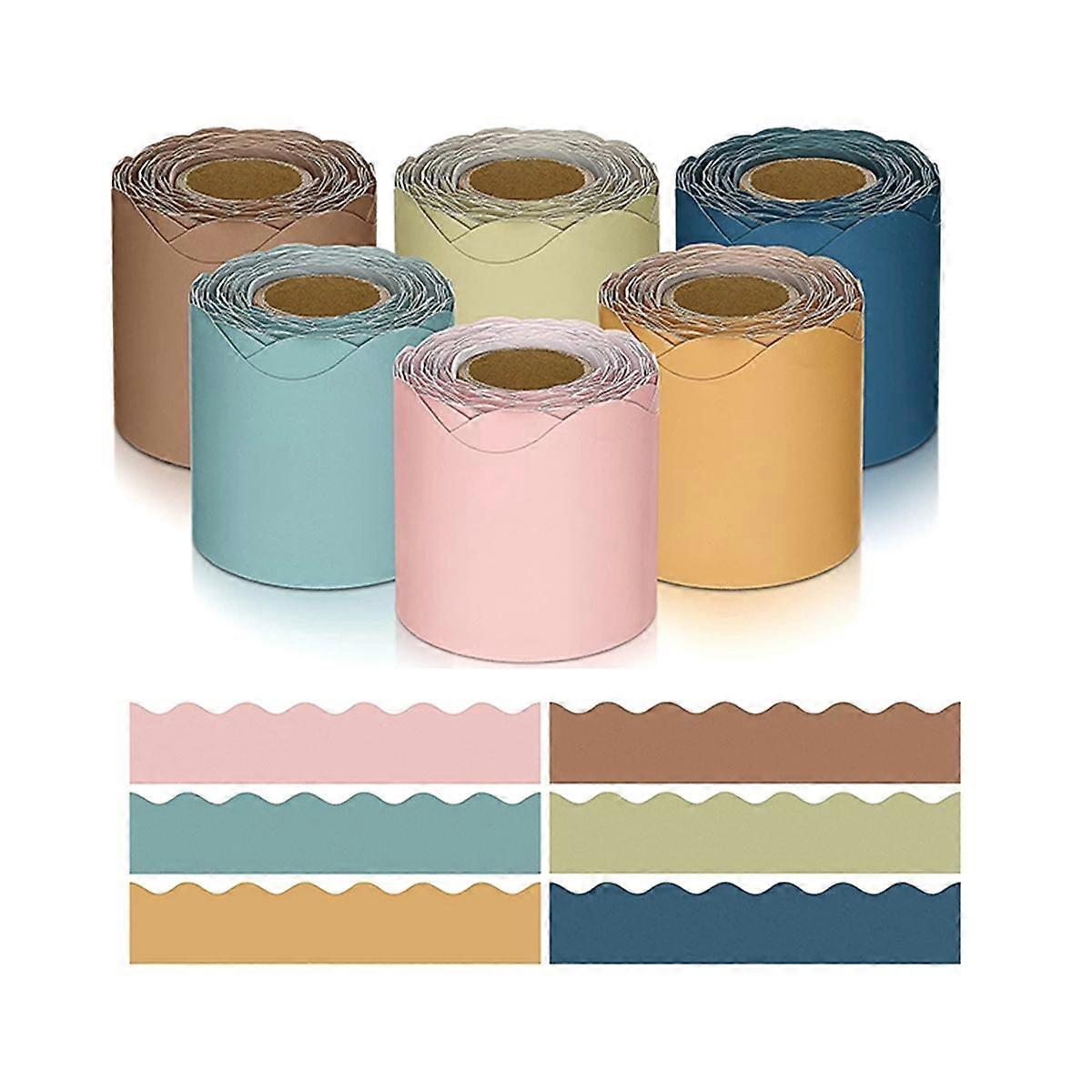 6 Rolls 196.8 Ft Color Classroom Borders for Bulletin Board Scalloped Bulletin Board for Classroom