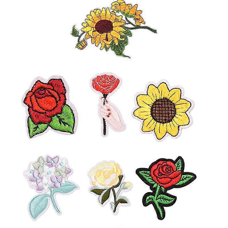 7pcs exquisite embroidery patches assorted flower patterns cloth stickers