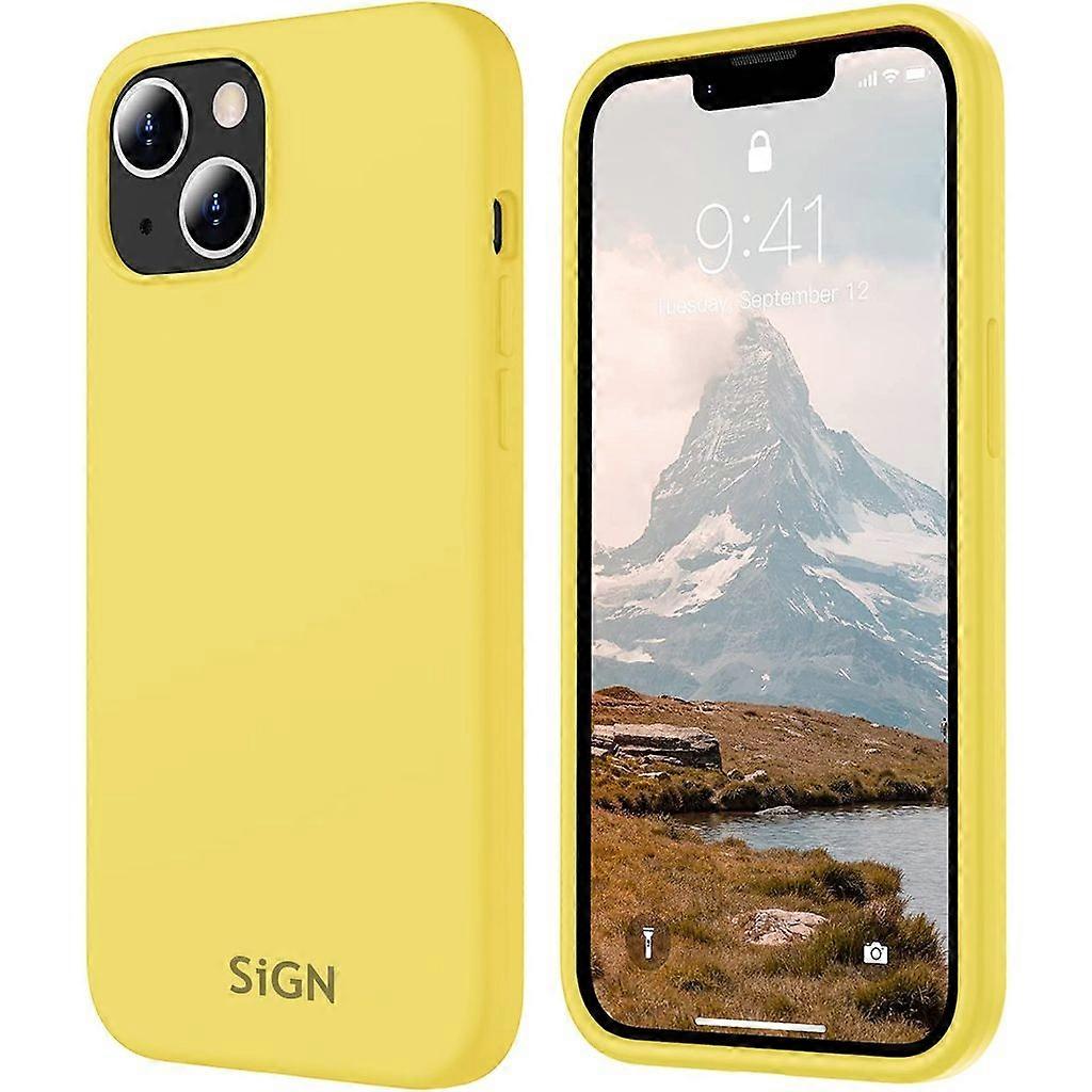 Capa de Silicone Líquido para iPhone 15 Plus - Amarelo