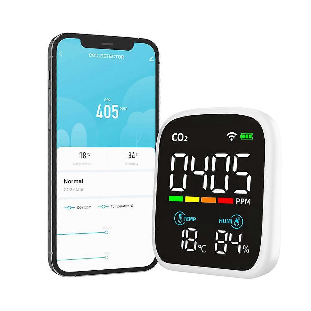 LED Display CO2 Detector Portable Carbon Dioxide Tester Multifunctional Temperature and Humidity Test Meter NDIR Infrared Sensor Household Air Quality