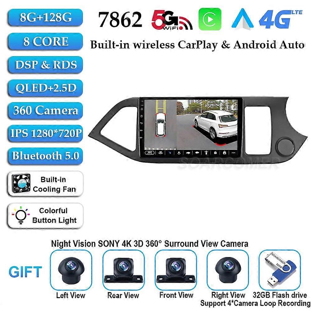 Android 12 For KIA Picanto Morning 2011-2016 Car Radio Multimidia Video Player Navigation GPS Carplay Auto IPS Head Unit DVD