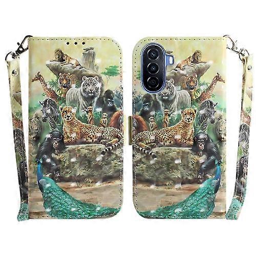 For Huawei nova Y70 Plus 3D Colored Pattern Flip Leather Phone Case