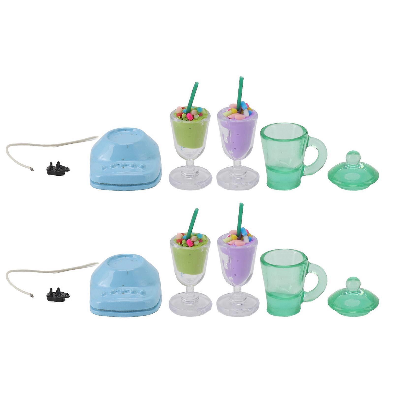 2 Sets Dollhouse Miniature Juicer Kit Vivid Details 1:12 Dollhouse Accessories for Home Decoration Gifts Toys Blue