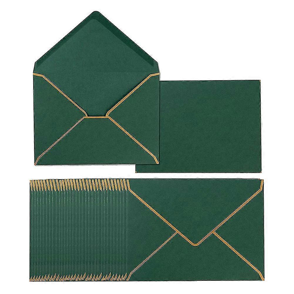 100 Pack A7 Envelopes 5 X 7 Card Envelopes V Flap Envelopes With Gold Borders For Gift Cards, Invit